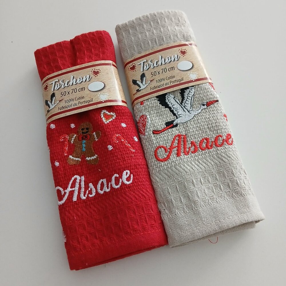 French Hand Towels 100% Cotton from Alsace set of (2)